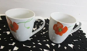 Corsica Home Poppy Porcelain Coffee Mugs 3.5 in x 4 in Discontinued Set of 2 💙 - Picture 1 of 3