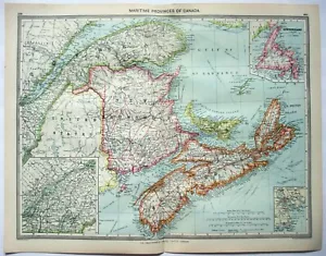 Canada Maritimes - Large Original c1906 Map by George Philip. NB NS PEI Amtique - Picture 1 of 4