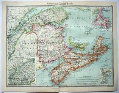 Канада приморские острова - большая оригинальная карта 1906 г. Джорджа Филиппа. NB NS PEI Amtique - Изображение 1 из 4