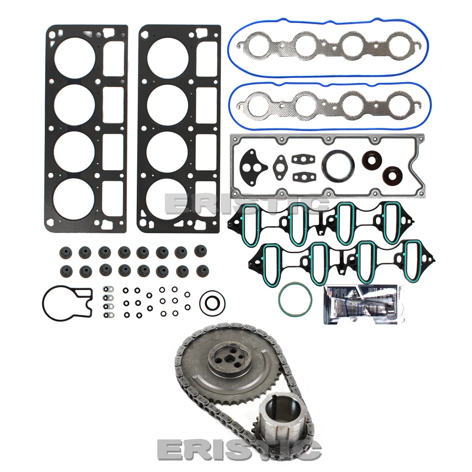 Conjunto de junta de cabeça de cilindro com corrente de distribuição para 1999-2001 GMC SIERRA 1500 4.8L 5.3L - Imagem 1 de 4