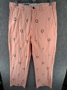 Castaway Nantucket Island Pants Embroidered Salmon Chino Horseshoes ACTL 30X28 - Picture 1 of 18