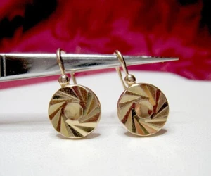 VINTAGE NWT 585 14K ROSE GOLD RUSSIAN GOLD DANGLING EARRINGS 5.68 GRAMS - Picture 1 of 7