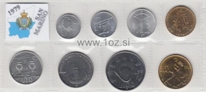 JUEGO SAN MARINO 1979 - 8 monedas 1979 (1, 2, 5, 10, 20, 50, 100, 200 LIRAS) UNC - Imagen 1 de 5
