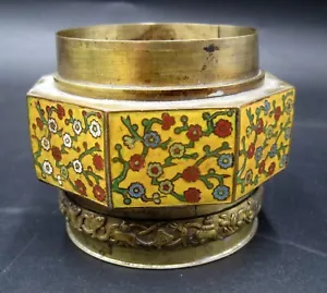 Antique Chinese Brass Cloisonné Enamel Tea Caddy / Jar - Picture 1 of 5