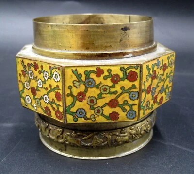 Antique Chinese Brass Cloisonné Enamel Tea Caddy / Jar - Image 1 of 4