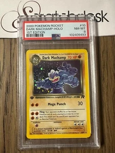 PSA 8 - Pokemon DARK MACHAMP 10/82 - TEAM ROCKET 1st Edition - Holo NEAR MINT - Picture 1 of 2