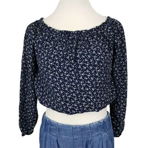 Brandy Melville John Galt Top Women's One Size Crop Floral Long Sleeve Pheasant - Picture 1 of 9