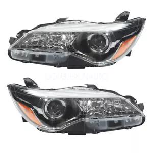 Black Headlight Set For 2015-2017 Toyota Camry LE SE Left+Right Halogen Headlamp - Picture 1 of 9