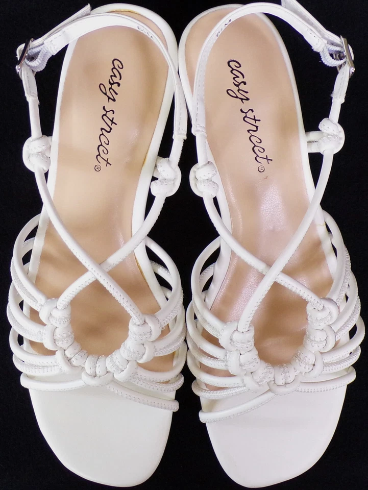 EASY STREET size 6.5M white low-heel slingback sandals quality man-made material - Image 1 of 4