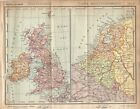 Carta geografica antica GRAN BRETAGNA OLANDA BELGIO LUSSEMBURGO 1940 Antique map