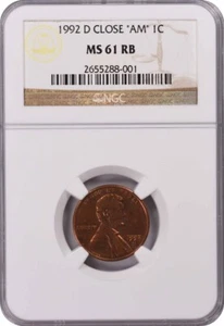 1992-D Lincoln Cent Close AM MS61RB NGC - Picture 1 of 2