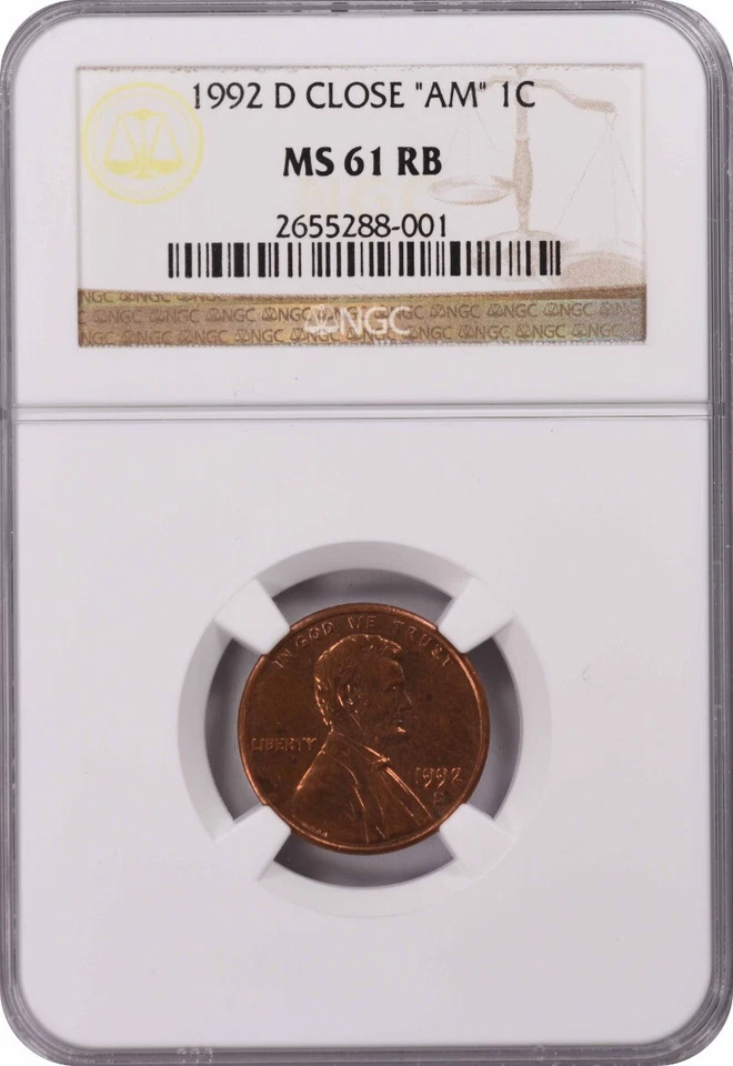 1992-D Lincoln Cent Close AM MS61RB NGC - Image 1 of 2