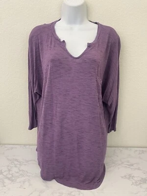 Blusa Top Púrpura Manga Larga Faded Glory Para Mujer 1X 16W Pullover Cuello en V H1 Foto 1 de 4