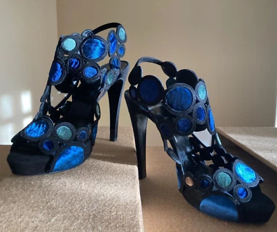 NUEVO EN CAJA Sandalias Pierre Hardy Peep Toe Colores Pavo Real 39.5 TOTALMENTE NUEVAS Artículo de Coleccionista Foto 1 de 4