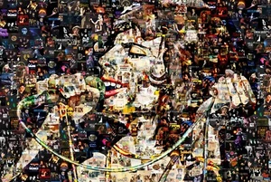 Kunstcollage Freddie Mercury jährlicher Jahresdruck aus 60-70er Jahren Musikalben - Bild 1 von 10