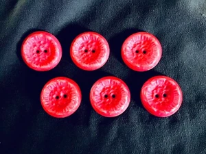 Six Vintage Hot Pink Plastic Buttons - 1 3/8” - Picture 1 of 3