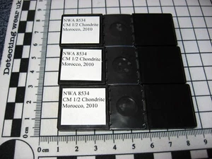 NWA 8534 Carbonaceous chondrite meteorite fragments CM 1/2 slide mount 1 per bid - Bild 1 von 3
