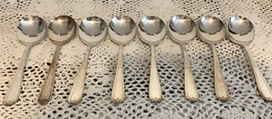 Lotto di 8 cucchiaini zuppa posate rotonde EPNS acciaio inox pesante gumbo 6 7/8" - Foto 1 di 6