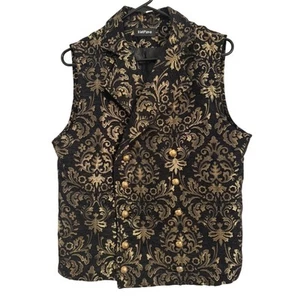 Vatpave Men's Sm Victorian Double Breasted Gothic Steampunk Gold Waistcoat Vest - Picture 1 of 8