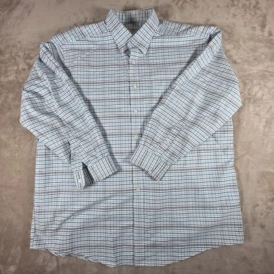 LL Bean Shirt Men 17 1/2-33 Traditional Fit Blue Green Long Sleeve Work Button - Image 1 of 4