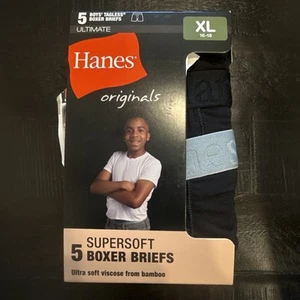 Hanes Originals Boys 15 Pair Tagless Boxer Briefs XL (16-18) Bamboo Soft NEW - Picture 1 of 2