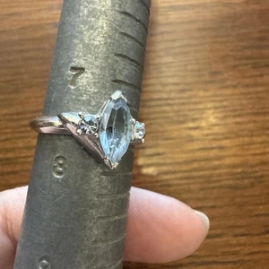 Avon Ring Silber 7 1/2 blau Partyzelt siehe Bilder - Bild 1 von 9
