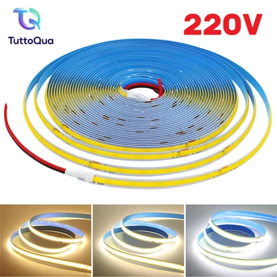 Striscia LED 220V COB Alta Luminosità 2835 Decorazioni Luce Bianca Adesiva - Immagine 1 di 4