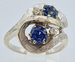 Stamped 14KT White Gold Lady's Hand Assembled Sapphire Diamond Ring est; $2,040 - Picture 1 of 7
