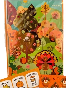 PAPYRUS THANKSGIVING CARD NIP “ FIND THE TURKEYS “ GAME KIDS + Free Stickers - Picture 1 of 8