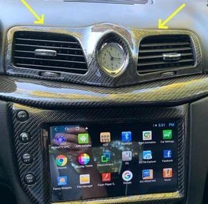 FOR MASERATI GRANTURISMO CARBON FIBER CLOCK AC BEZEL WITH REPLACEMENT FLAPS - Picture 1 of 11