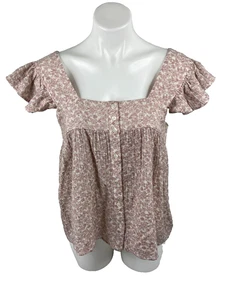 Entro Damen Large Suzie Top Rüschenärmel quadratischer Ausschnitt Blumenmuster neu mit Etikett - Bild 1 von 9