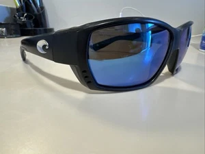 Costa Del Mar TUNA ALLEY polarisierte Sonnenbrille mattschwarz/blau verspiegeltes Glas #L24 - Bild 1 von 12