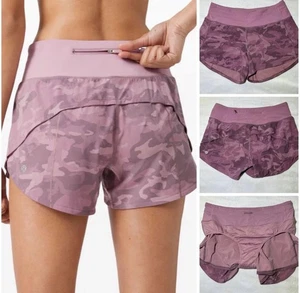 Lululemon Damen Speed Up Shorts Slip gefüttert rosa Tarnmuster Größe 6 GUC - Bild 1 von 9