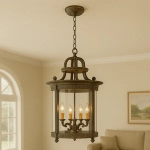 World Imports Chatham Collection 4-Light French Bronze Hanging Interior Lantern - Picture 1 of 5