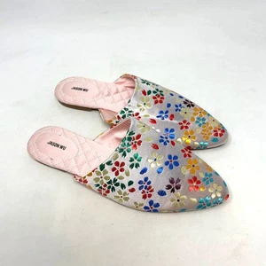 Jason Wu White Metallic Floral Print Satin Slipper Mules Size US 7 - Picture 1 of 5