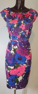 Phase Eight pink blue ivory floral beaded pencil wiggle occasion dress size 14 - Picture 1 of 3