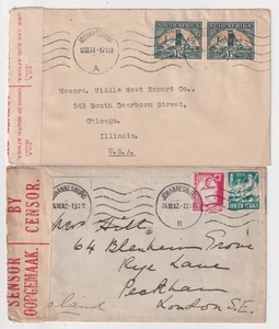 WW2 Johannesburg Südafrika Paar 1941 - 42 zensierte Briefe Kriegspost - Bild 1 von 2
