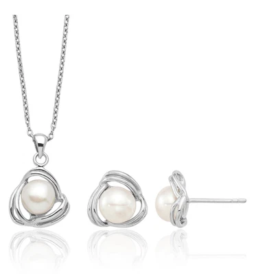 925 Sterling Silver 6mm White Button Freshwater Cultured Pearl Necklace Chain... - Image 1 of 4