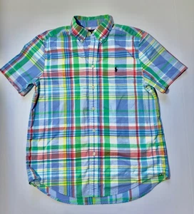 Ralph Lauren Boys Button Down Short Sleeve Plaid Shirt Size L 14/16 - Picture 1 of 2