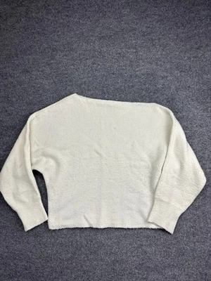 Guess Sweater Womens Large Ivory White Boat Neck Dolman Cropped Knit Pullover - Image 1 of 4