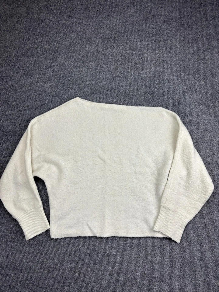 Guess Sweater Womens Large Ivory White Boat Neck Dolman Cropped Knit Pullover - Image 1 of 4