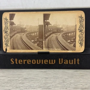 Elevated Rail Road New York Stereoview American Series principios de 1900 - Imagen 1 de 2
