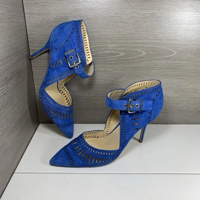 Zapatos de tacón de aguja Ivanka Trump azul gamuza cuero 10 M Foto 1 de 4