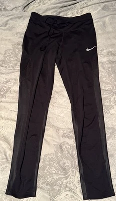 Nike Women’s S Black Running Pants Ankle Length Mesh Zip Pocket Activewear - Image 1 of 4