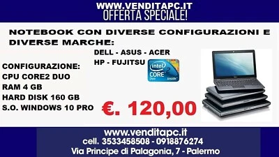NOTEBOOK COMPUTER PORTATILE USATO RICONDIZIONATO RAM 4GB HDD 160GB W10P GARANZIA - Immagine 1 di 4