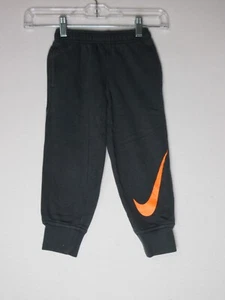 Nike Kids Boys Fleece Jogging Pants Elastic Waist Tapered Leg Size 4 Black - Picture 1 of 8