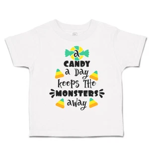 Halloween Toddler T-Shirt Candy A Day Keeps The Monsters Away Multi Colour - Picture 1 of 21