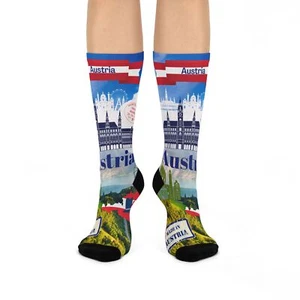 Austria Calcetines Unisex 1 Talla Elásticos Ligeros Alpes Viena Arte Mapa Bandera Viena - Imagen 1 de 7