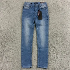 Vigoss Jeans Girls 8 Blue The Jagger Skinny Mid Wash Casual Stretch Zip NWT - Picture 1 of 12