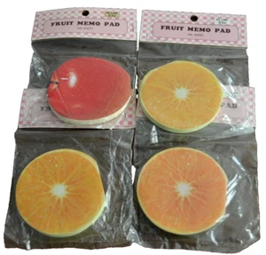 4 Memo Pads Fruit APPLE ORANGES Round 100 Sheets Ea. Taiwan NOS Vintage Lot - Picture 1 of 6